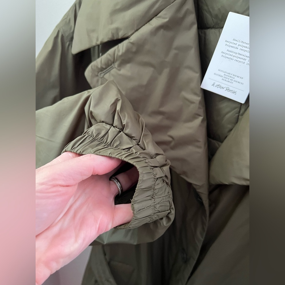 & Other Stories Belted Trench Coat In Olive Green Size Medium New - Picture 7 of 11
